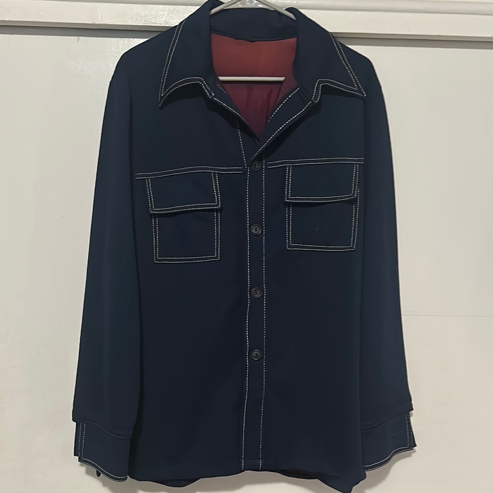 Men's Navy Jacket with Contrast Stitching